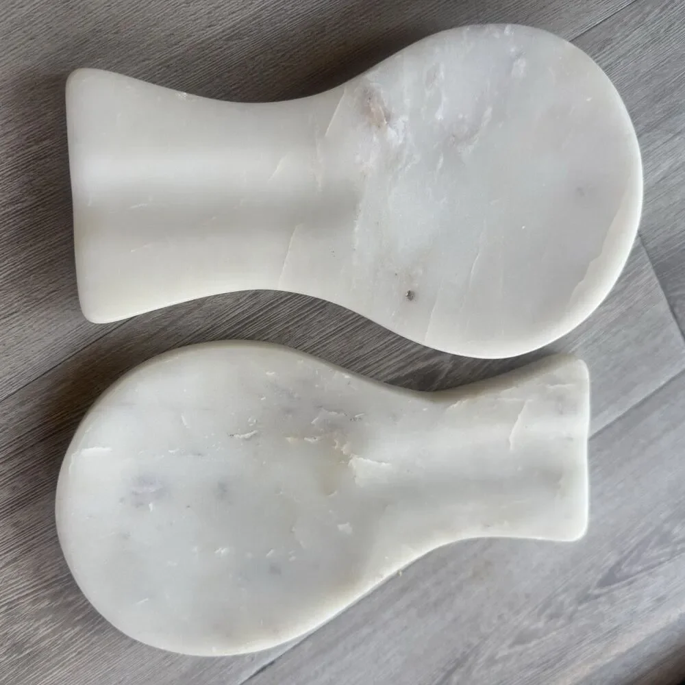 Set of 2 White Marble Chopstick Rest Spoon Holder Sushi Tableware Set India 8.5